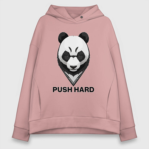 Женское худи оверсайз Push hard / Пыльно-розовый – фото 1