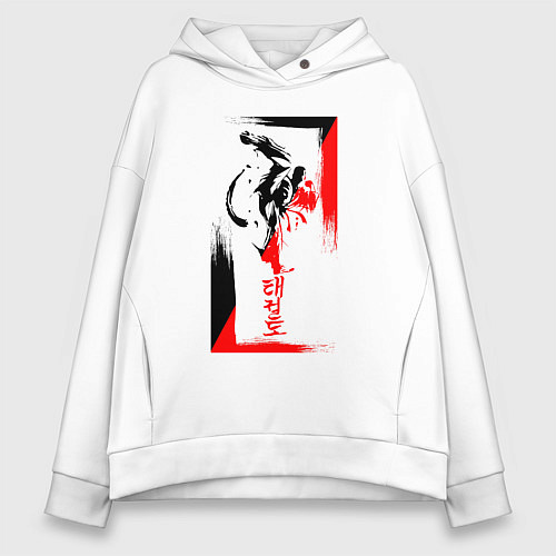 Женское худи оверсайз Боевые искуства black and red / Белый – фото 1