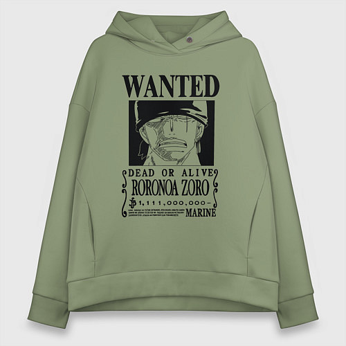 Женское худи оверсайз Награда за голову Ророноа Зоро One Piece / Авокадо – фото 1