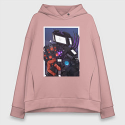 Толстовка оверсайз женская ТВ Мен со Спикерменом и Камераменом, цвет: пыльно-розовый
