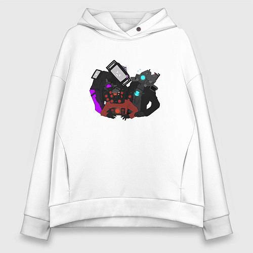 Женское худи оверсайз Камерамен ТВ мен м Спикермен / Белый – фото 1