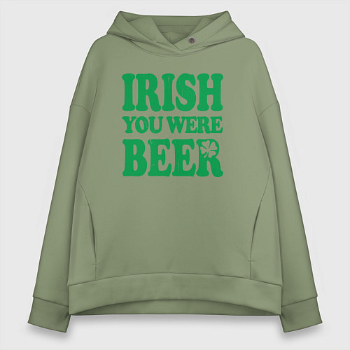 Женское худи оверсайз Irish you were beer / Авокадо – фото 1