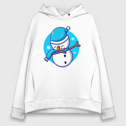 Женское худи оверсайз Dab snowman / Белый – фото 1