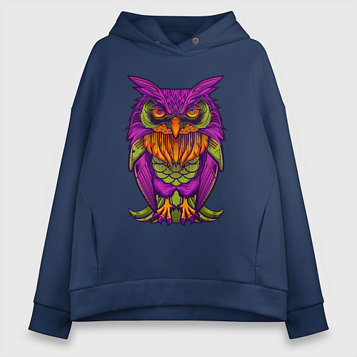 Женское худи оверсайз Purple owl / Тёмно-синий – фото 1