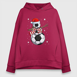 Толстовка оверсайз женская Soccer snowman, цвет: маджента
