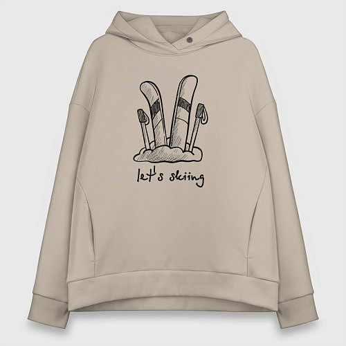 Женское худи оверсайз Лыжню / Миндальный – фото 1