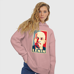 Толстовка оверсайз женская Владимир Ильич Ленин, цвет: пыльно-розовый — фото 2