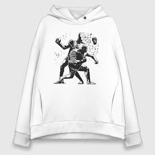 Женское худи оверсайз Мощный удар боксёра / Белый – фото 1
