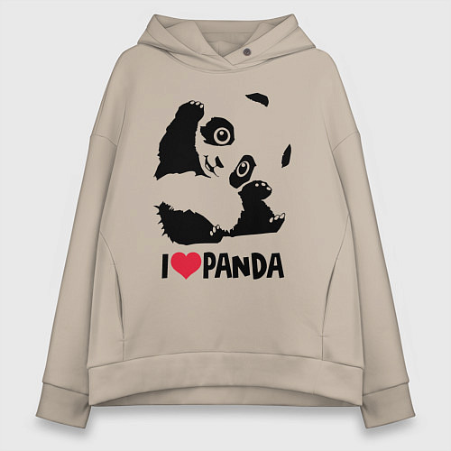 Женское худи оверсайз I love panda / Миндальный – фото 1