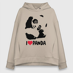 Толстовка оверсайз женская I love panda, цвет: миндальный