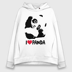 Толстовка оверсайз женская I love panda, цвет: белый