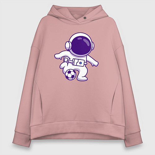 Женское худи оверсайз Космонавт футболист / Пыльно-розовый – фото 1