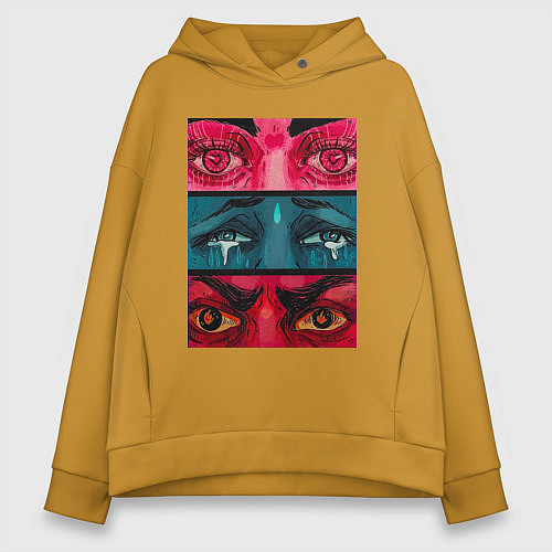 Женское худи оверсайз Странный вгляд / Горчичный – фото 1
