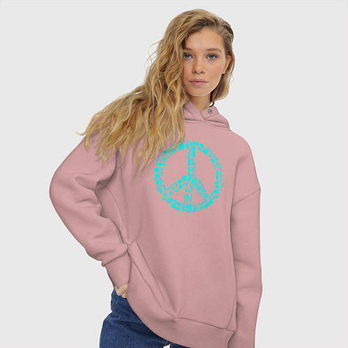 Женское худи оверсайз Peace life / Пыльно-розовый – фото 3