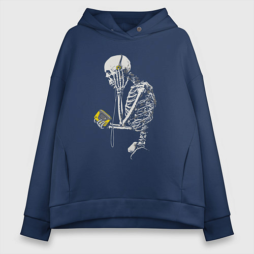 Женское худи оверсайз Skeletor music / Тёмно-синий – фото 1