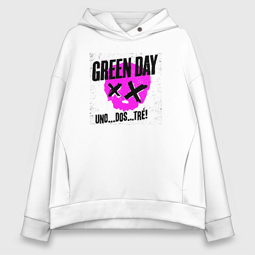 Женское худи оверсайз Green Day uno dos tre / Белый – фото 1