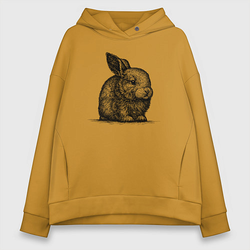 Женское худи оверсайз Зайчик малыш / Горчичный – фото 1