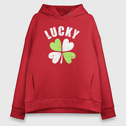 Толстовка оверсайз женская Lucky day, цвет: красный