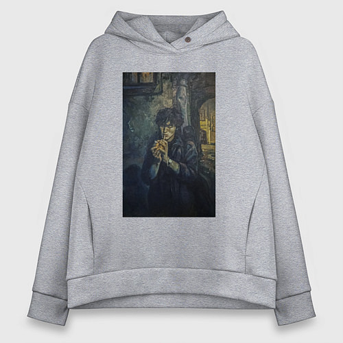 Женское худи оверсайз Виктор Цой картина / Меланж – фото 1