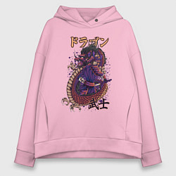 Толстовка оверсайз женская Мифический дракон и самурай, цвет: светло-розовый