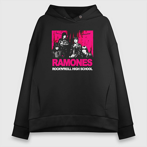 Женское худи оверсайз Ramones rocknroll high school / Черный – фото 1