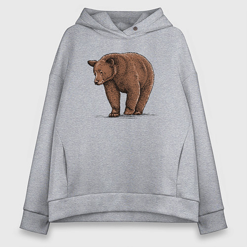 Женское худи оверсайз Бурый медведь гуляет / Меланж – фото 1