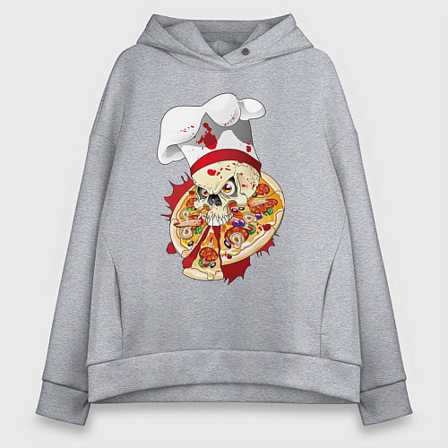 Женское худи оверсайз Bloody pizza / Меланж – фото 1