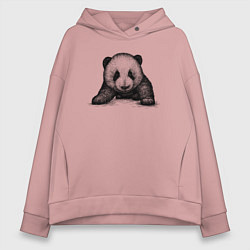 Толстовка оверсайз женская Панда детеныш, цвет: пыльно-розовый