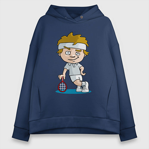 Женское худи оверсайз Теннисист / Тёмно-синий – фото 1