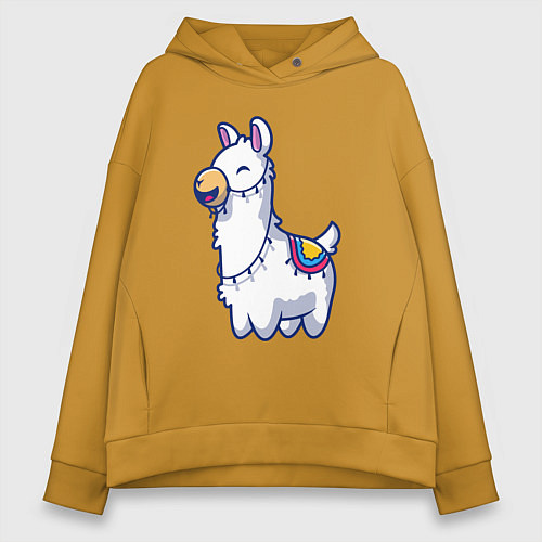 Женское худи оверсайз Весёлая альпака / Горчичный – фото 1