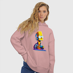 Толстовка оверсайз женская Bart is an avid gamer, цвет: пыльно-розовый — фото 2