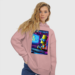 Толстовка оверсайз женская Cyber Bart is an avid gamer, цвет: пыльно-розовый — фото 2
