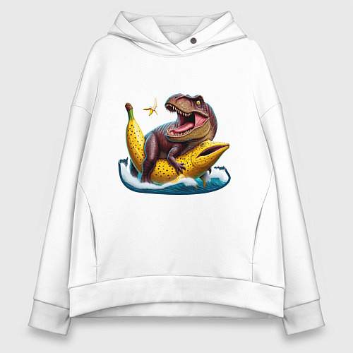 Женское худи оверсайз Членозавр Рекс / Белый – фото 1