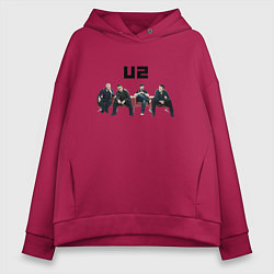 Толстовка оверсайз женская U2 - A band, цвет: маджента