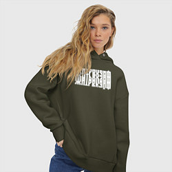 Толстовка оверсайз женская Жить в кайф в виде ребуса, цвет: хаки — фото 2