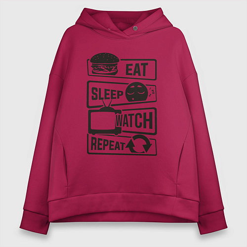 Женское худи оверсайз Есть спать телик / Маджента – фото 1