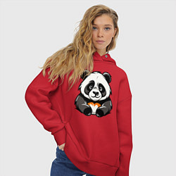 Толстовка оверсайз женская Милая панда лежит, цвет: красный — фото 2