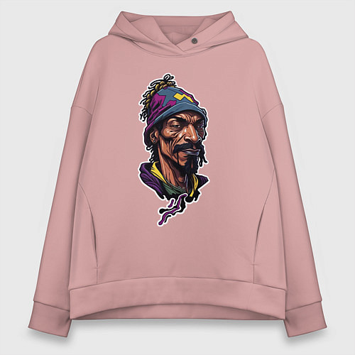 Женское худи оверсайз Snoop dogg head / Пыльно-розовый – фото 1