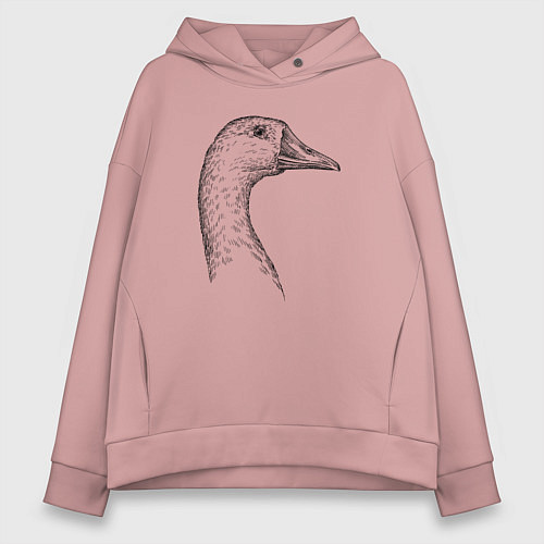 Женское худи оверсайз Утка в профиль / Пыльно-розовый – фото 1