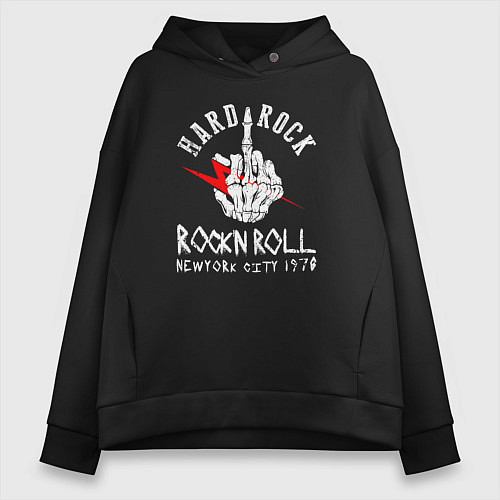 Женское худи оверсайз Hard rock 1970 / Черный – фото 1