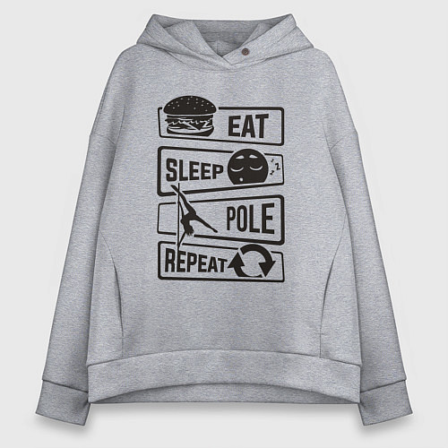 Женское худи оверсайз Есть спать пилон / Меланж – фото 1