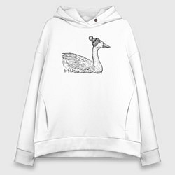 Толстовка оверсайз женская Утка в шапке, цвет: белый