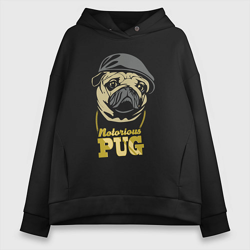 Женское худи оверсайз Notorious pug / Черный – фото 1