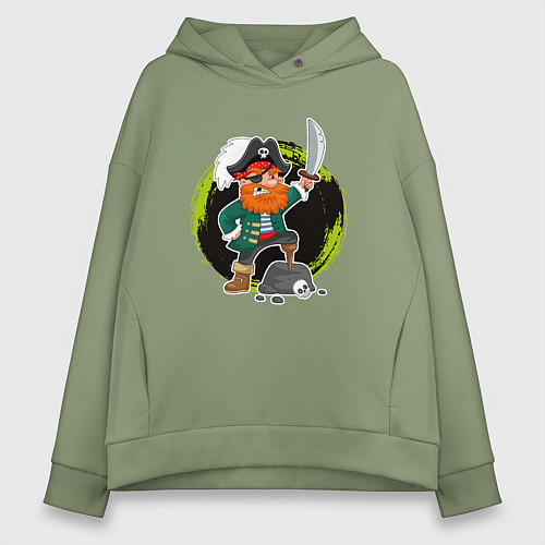 Женское худи оверсайз Мультяшный пират / Авокадо – фото 1