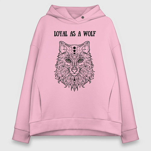 Женское худи оверсайз Loyal as a wolf / Светло-розовый – фото 1