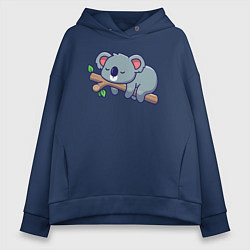Толстовка оверсайз женская Коала на ветке, цвет: тёмно-синий