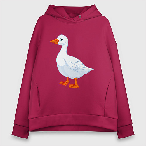 Женское худи оверсайз Гусь белый нарисованный / Маджента – фото 1