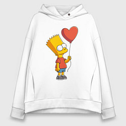 Толстовка оверсайз женская Барт Симпсон с шариком, цвет: белый