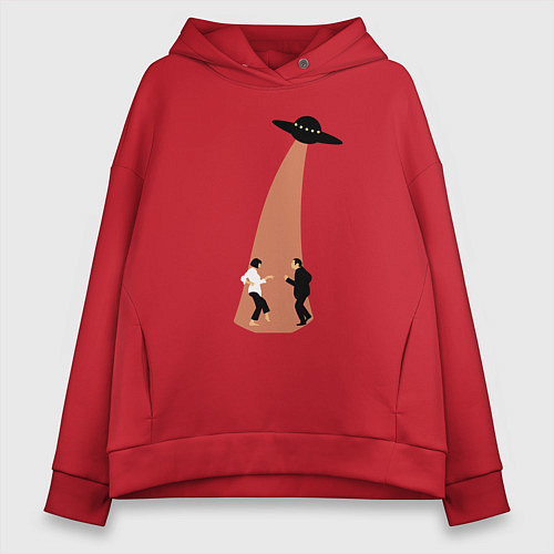 Женское худи оверсайз Криминальное чтиво танец НЛО / Красный – фото 1