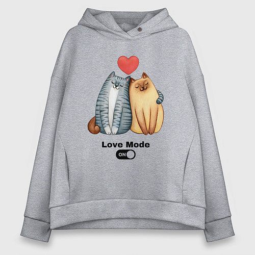Женское худи оверсайз Режим любви включён / Меланж – фото 1